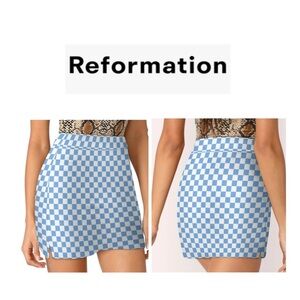 Reformation Blue And White Checkered Ecomove Nina Skort XS